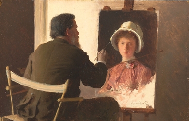 Kramskoy Painting a Portrait of his Daughter, by Ivan Kramskoi