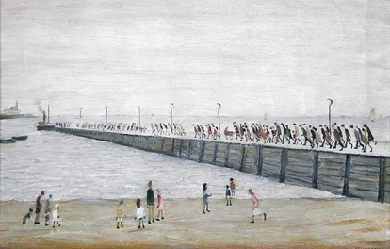 Jetty at Knott End near Fleetwood, by Laurence Stephen Lowry