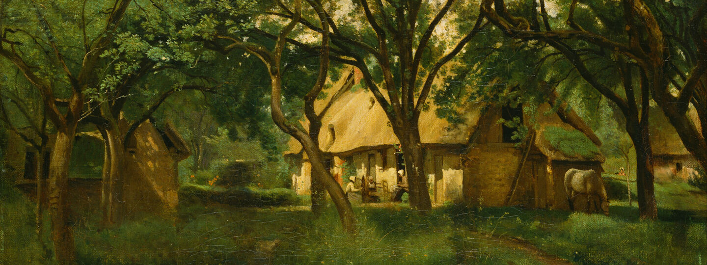 The Toutain Farm at Honfleur, by Jean-Baptiste-Camille Corot
