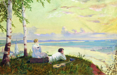 At Volga, by Boris Kustodiev