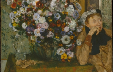 A Woman Seated beside a Vase of Flowers, by Edgar Degas