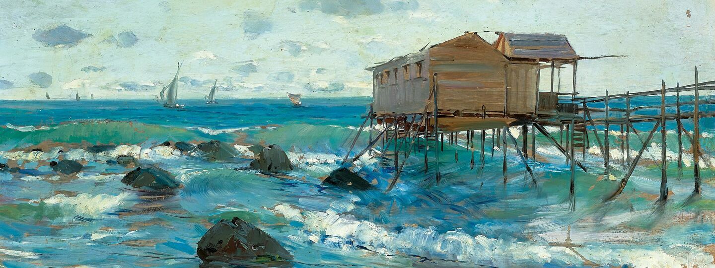 Trabucco on the Coast of the Adria, by Alceste Campriani