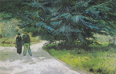 Couple in the Park at Arles - The garden of the poet III, by Vincent van Gogh