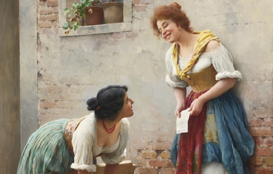 Sharing the News, by Eugene de Blaas