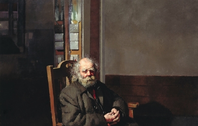 Diogenes at Night in Studio Window, by Robert Lenkiewicz