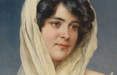 Portrait of a Young Lady with Veil, by Eugene de Blaas