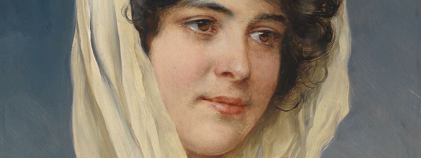 Portrait of a Young Lady with Veil, by Eugene de Blaas