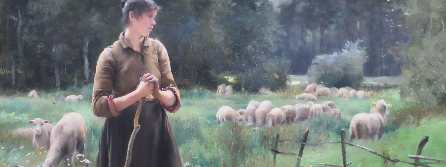 Peasant Girl with Sheep, by Julien Dupré