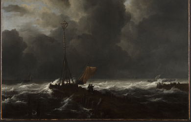 Rough Sea at a Jetty, by Jacob van Ruisdael