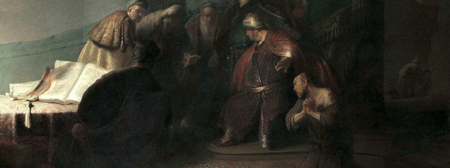 Judas Repentant, Returning the Pieces of Silver, by Rembrandt