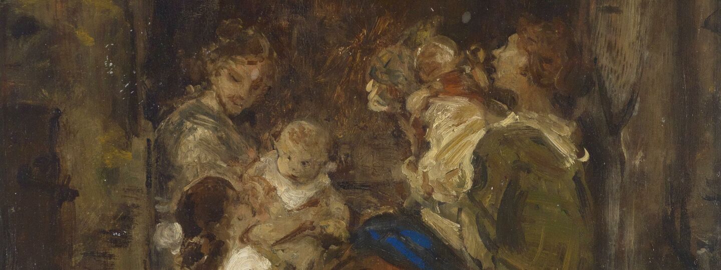 Mother with children, by Ludwig Knaus