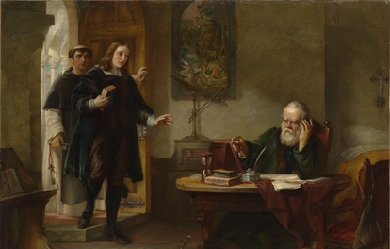 John Milton visiting Galileo Galilei, by Solomon Alexander Hart