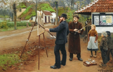 L. A. Ring painting near Aasum smithy, by Hans Andersen Brendekilde