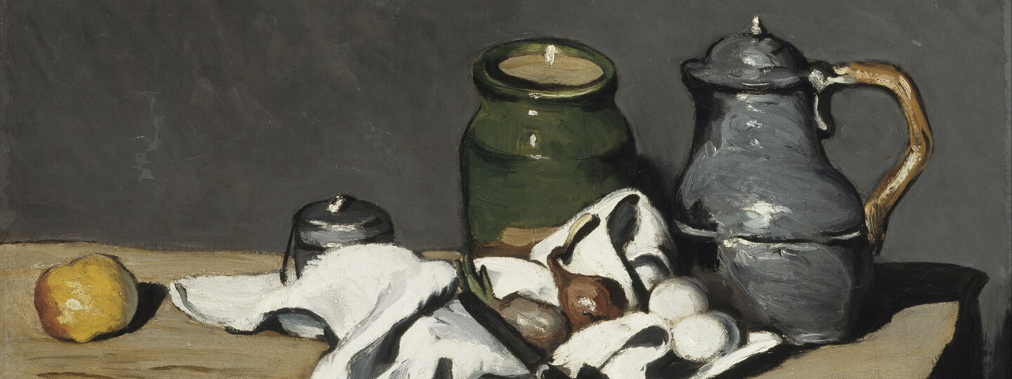 Still life with kettle, by Paul Cézanne