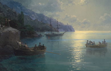 Moonlit Crimean coast, by Ivan Konstantinovich Aivazovsky