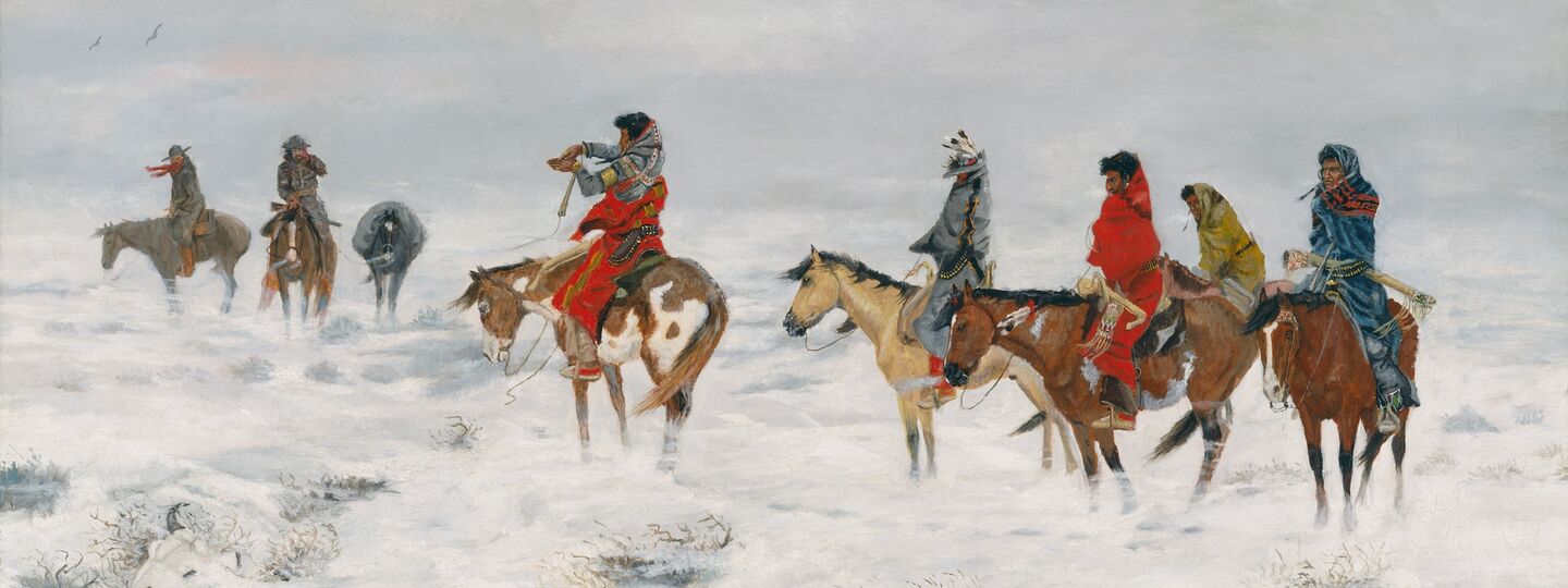 Lost in a Snowstorm - We Are Friends, by Charles Marion Russell