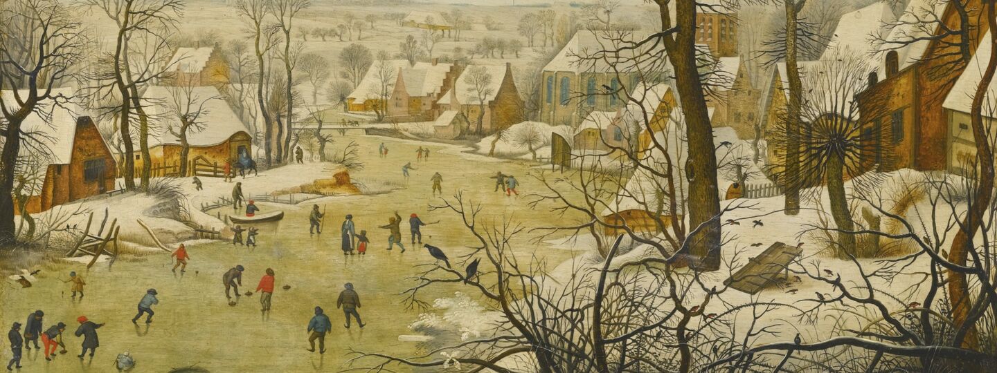 Winter landscape with a bird trap, by Pieter Brueghel the Younger