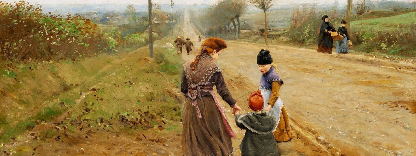 Children on a Country Road / The first steps, by Hans Andersen Brendekilde
