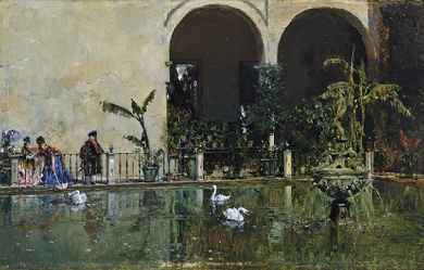 Pond in the gardens of the Alcázar of Seville, by Raimundo de Madrazo y Garreta