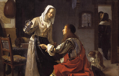 Brothel scene, by Frans van Mieris el Viejo