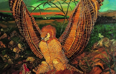 Eagle with fox, by Antonio Ligabue