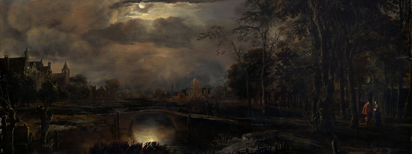 Moonlit Landscape with Bridge, by Aert van der Neer