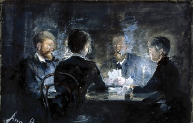 A game of L'hombre in Brøndum's Hotel, by Anna Palm de Rosa