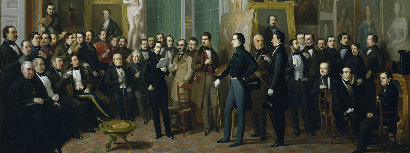 Contemporary poets. A reading of Zorrilla in the painter's studio, by Antonio María Esquivel