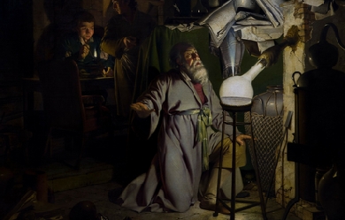 The Alchemist in Search of the Philosopher's Stone, by Joseph Wright of Derby