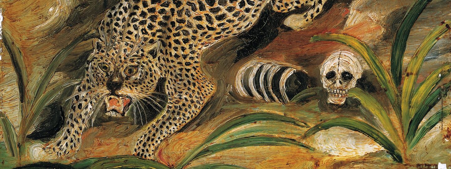 Ocelot with skull, by Antonio Ligabue