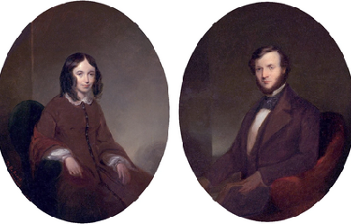 Portraits of Elizabeth Barrett Browning and Robert Browning, by Thomas Buchanan Read