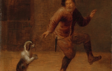 A man dancing with a dog, by Unknown artist