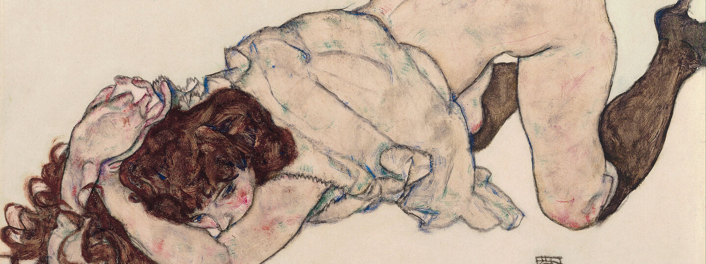 Kneeling Girl, Resting on Both Elbows, by Egon Schiele