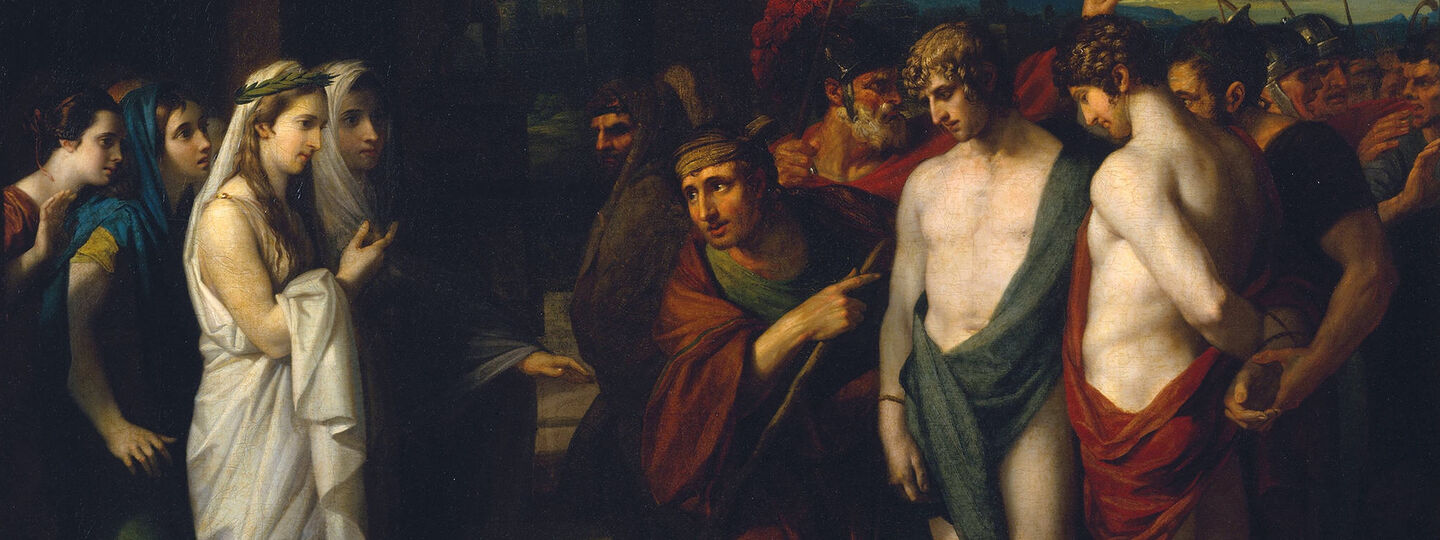 Pylades and Orestes Brought as Victims before Iphigenia, by Benjamin West