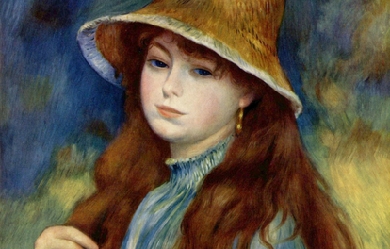 Young Girl in a Straw Hat, by Pierre-Auguste Renoir