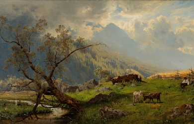 Shepherd in the Alps, by Hjalmar Munsterhjelm