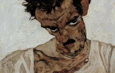 Self-Portrait with Lowered Head, by Egon Schiele