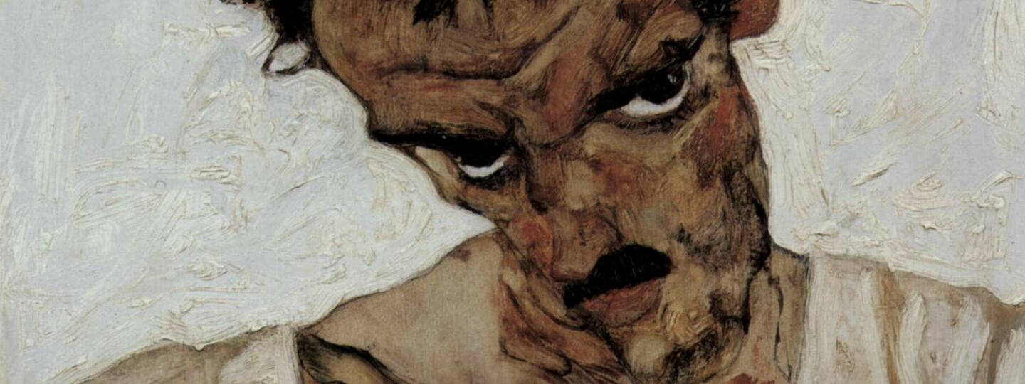 Self-Portrait with Lowered Head, by Egon Schiele