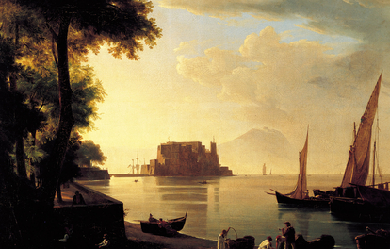 Castel dell'Ovo from the beach, by Anton Sminck Pitloo