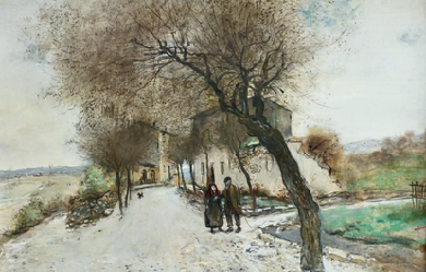 Figures in a Village Street, by Jean-François Raffaëlli