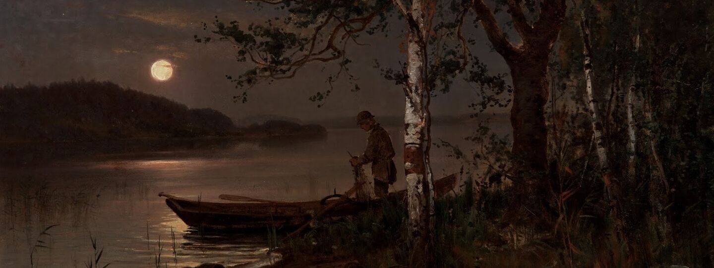 Fishermen at moonlight, by Hjalmar Munsterhjelm
