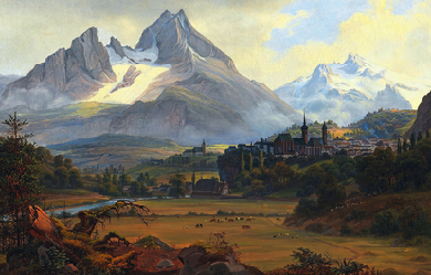 View of Berchtesgaden with the Watzmann Glacier, by Frederik Sødring