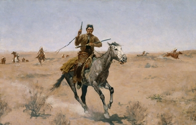 The Flight, by Frederic Remington