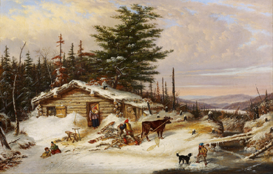 Settler's Log House, by Cornelius Krieghoff