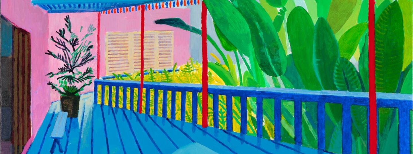 Garden with Blue Terrace, by David Hockney