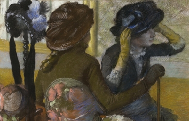 At the hat shop, by Edgar Degas