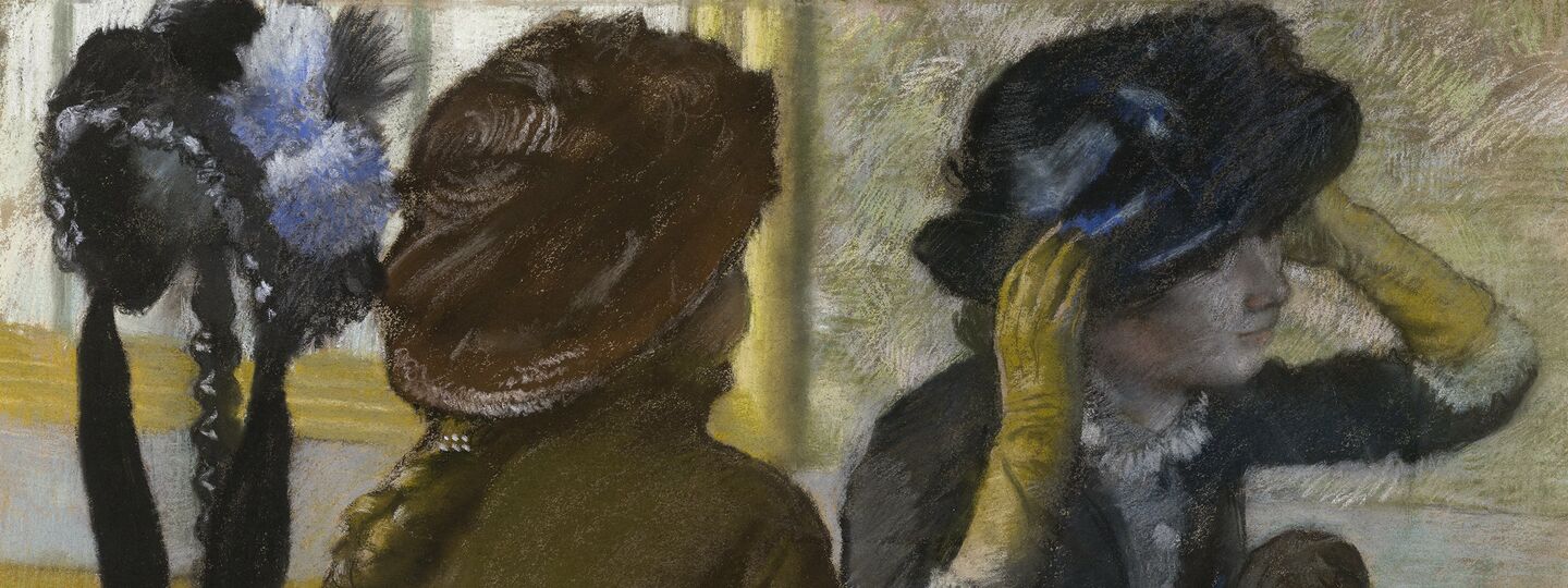 At the hat shop, by Edgar Degas