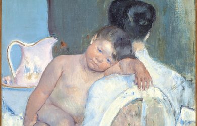 Woman sitting with a child in her arms, by Mary Cassatt