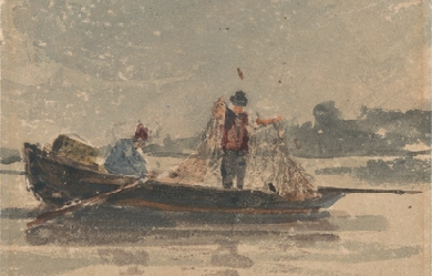 Fishermen Drawing a Net, by David Cox