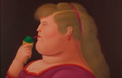 Girl eating ice cream, by Fernando Botero